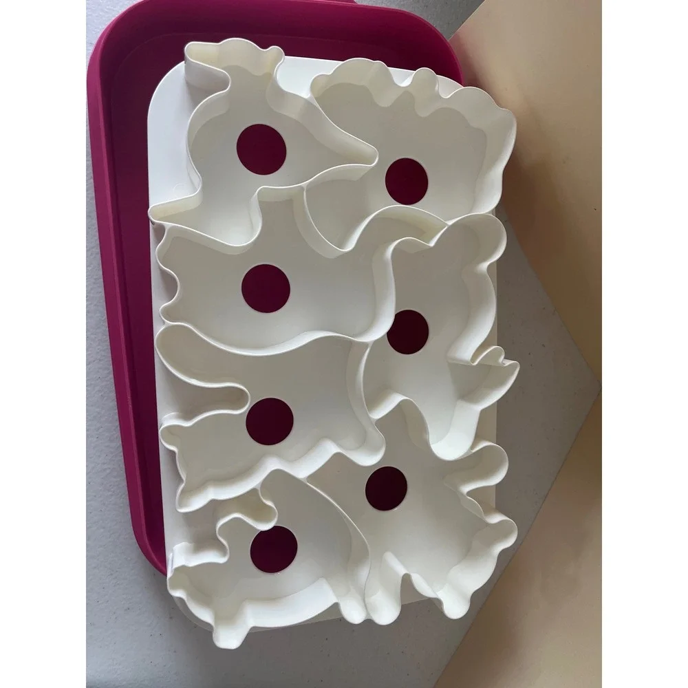Tupperware Multi Cookie Cutter Sheet with Pink Serving Storage Tray Set